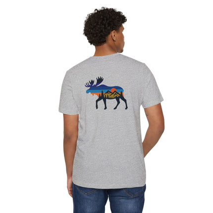Retro Moose Mountain Sunset T-Shirt — Eco Organic Recycled Tee