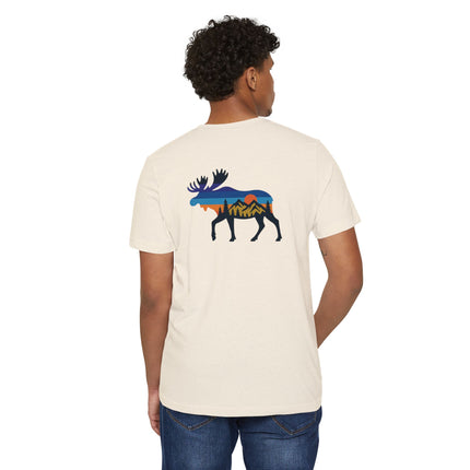 Retro Moose Mountain Sunset T-Shirt — Eco Organic Recycled Tee