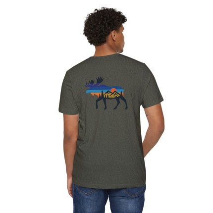 Retro Moose Mountain Sunset T-Shirt — Eco Organic Recycled Tee
